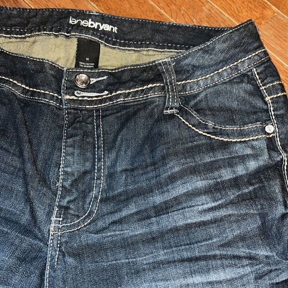 Lane Bryant Women’s size 14 cropped denim capris jeans Raw edge Hem - Picture 11 of 14